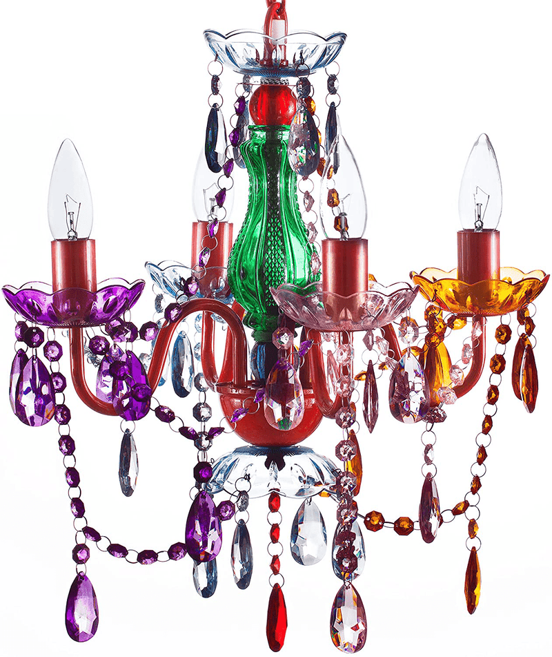 4 Light Crystal White Hardwire Flush Mount Chandelier H17.5”xW15”, White Metal Frame with Clear Glass Stem and Clear Acrylic Crystals & Beads That Sparkle Just Like Glass Arts & Entertainment > Party & Celebration > Party Supplies Gypsy Color Multicolor 4 Light Hardwire 