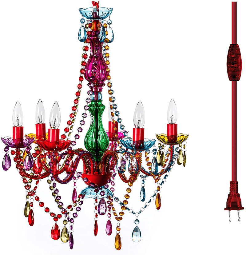 4 Light Crystal White Hardwire Flush Mount Chandelier H17.5”xW15”, White Metal Frame with Clear Glass Stem and Clear Acrylic Crystals & Beads That Sparkle Just Like Glass Arts & Entertainment > Party & Celebration > Party Supplies Gypsy Color Multicolor 6 Light Plug-in 