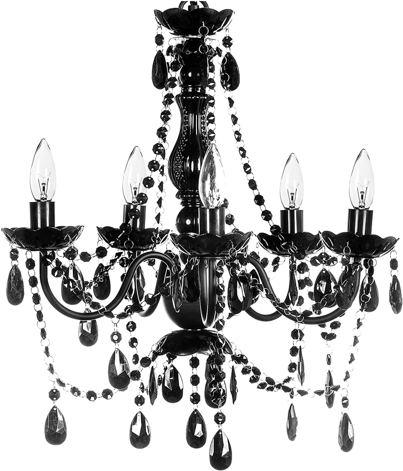 4 Light Crystal White Hardwire Flush Mount Chandelier H17.5”xW15”, White Metal Frame with Clear Glass Stem and Clear Acrylic Crystals & Beads That Sparkle Just Like Glass Arts & Entertainment > Party & Celebration > Party Supplies Gypsy Color Black 5 Light Hardwire 