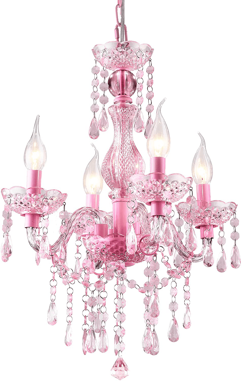 4-Light White Crystal Chandeliers, Small Acrylic Ceiling lamp, Adjustable Height, Modern Ceiling Suction Pendent Lamp, for Dining Room, Bedroom,Wardrobe Home & Garden > Lighting > Lighting Fixtures > Chandeliers PAPAYA Pink  