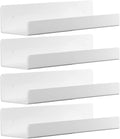 4 Pack 15 Inch Acrylic White Kids Floating Bookshelf for Kids Room, Wall Mounted Nursery Floating Shelves Display Ledge,Modern Picture Ledge Display Toy Storagewhite by Cq Acrylic Furniture > Shelving > Wall Shelves & Ledges Cq acrylic White 15" Pack of 4 