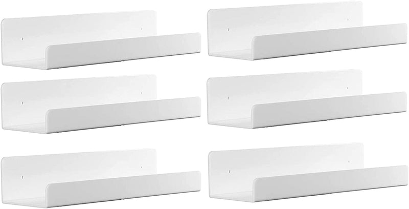 4 Pack 15 Inch Acrylic White Kids Floating Bookshelf for Kids Room, Wall Mounted Nursery Floating Shelves Display Ledge,Modern Picture Ledge Display Toy Storagewhite by Cq Acrylic Furniture > Shelving > Wall Shelves & Ledges Cq acrylic White 15" Pack of 6 