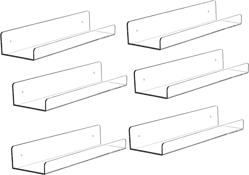 4 Pack 15 Inch Acrylic White Kids Floating Bookshelf for Kids Room, Wall Mounted Nursery Floating Shelves Display Ledge,Modern Picture Ledge Display Toy Storagewhite by Cq Acrylic Furniture > Shelving > Wall Shelves & Ledges Cq acrylic Clear 15" Pack of 6 
