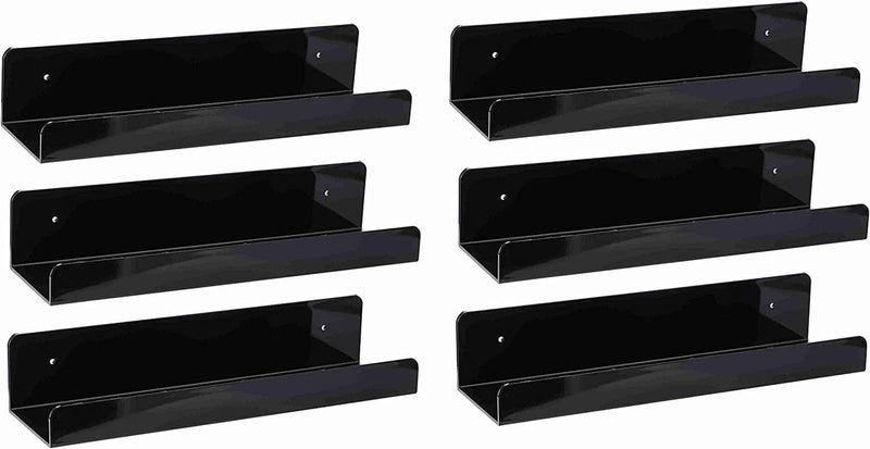 4 Pack 15 Inch Acrylic White Kids Floating Bookshelf for Kids Room, Wall Mounted Nursery Floating Shelves Display Ledge,Modern Picture Ledge Display Toy Storagewhite by Cq Acrylic Furniture > Shelving > Wall Shelves & Ledges Cq acrylic Black 15" Pack of 6 