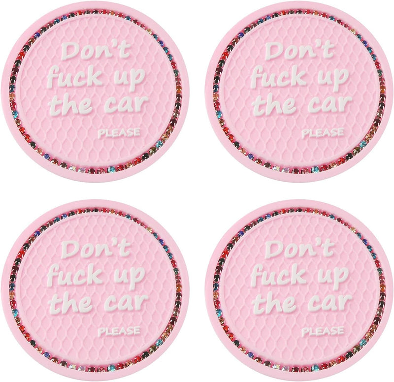 4 Pack Bling Car Coasters, 2.75 Inch Bling Diamond Soft Rubber Pad Set round Auto Cup Holder Insert Drink Coaster Car Interior Accessories Sporting Goods > Outdoor Recreation > Winter Sports & Activities Anilnel Pink-colorful Diamonds  