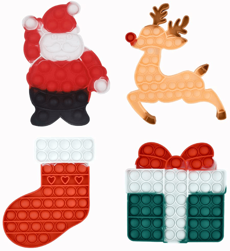 4 Pack Christmas Pop Fidget Toys - Christmas Tree Simple Dimple Poppers Fidgets Sensory Toy, Santa Claus Christmas Tree Deer and Gingerbread Man Decorations,Party Game Decor Gift for Kids and Adults Home & Garden > Decor > Seasonal & Holiday Decorations& Garden > Decor > Seasonal & Holiday Decorations Amplelife Colorful4  