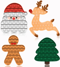 4 Pack Christmas Pop Fidget Toys - Christmas Tree Simple Dimple Poppers Fidgets Sensory Toy, Santa Claus Christmas Tree Deer and Gingerbread Man Decorations,Party Game Decor Gift for Kids and Adults