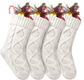 4 Pack Christmas Stockings, 14 Inches Cable Knitted Stocking Gifts & Decoration for Family Holiday Xmas Party Decor, Ivory White and Burgundy Home & Garden > Decor > Seasonal & Holiday Decorations& Garden > Decor > Seasonal & Holiday Decorations Fesciory 4pcs White  