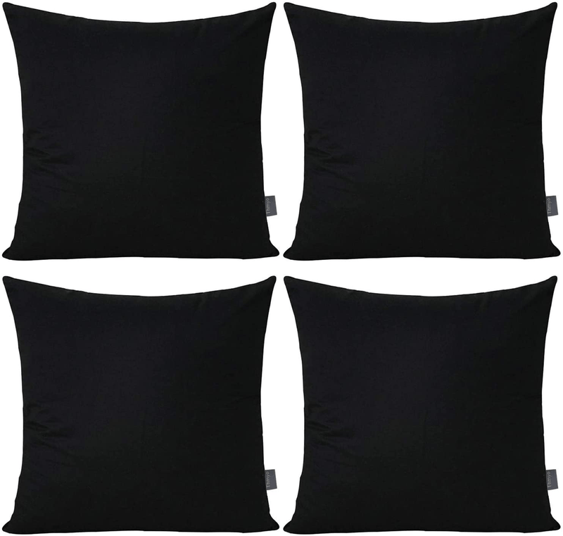 4-Pack Cotton Comfortable Solid Decorative Throw Pillow Case Square Cushion Cover Pillowcase (Cover Only,No Insert)(20X20Inch/50X50Cm, Black) Home & Garden > Decor > Chair & Sofa Cushions Thmyo Black 24x24 inch/ 60x60cm 
