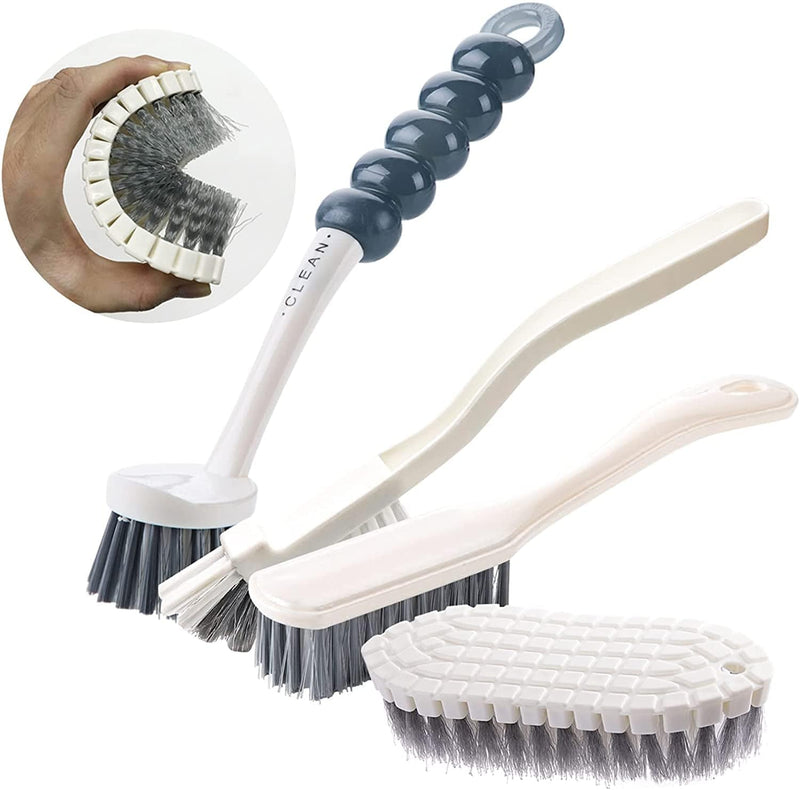4 Pack Deep Cleaning Brush Set-Kitchen Cleaning Brushes, Includes Grips Dish Brush, Bottle Brush, Scrub Brush Bathroom Brush, Shoe Brush for Bathroom, Floor, Tub, Shower, Tile, Bathroom, and Kitchen Home & Garden > Household Supplies > Household Cleaning Supplies CNASA   