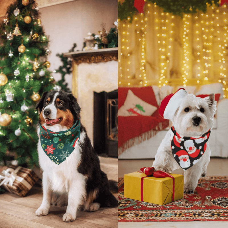 4 Pack Dog Bandana Christmas Pet Scarf Triangle Bibs Kerchief Set Pet Costume Accessories Decoration for Small Medium Large Dogs Cats Pets