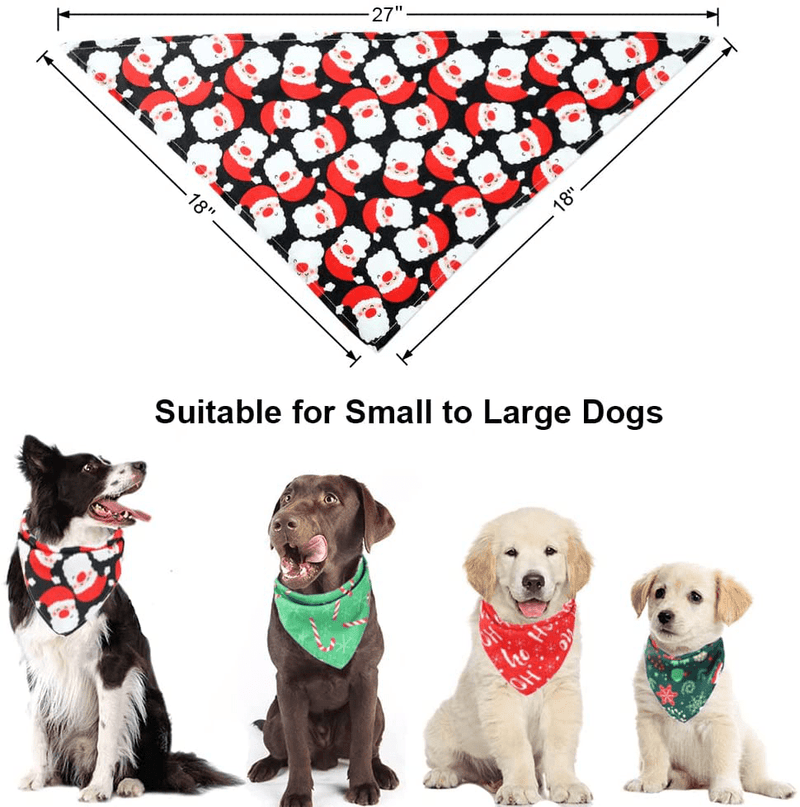 4 Pack Dog Bandana Christmas Pet Scarf Triangle Bibs Kerchief Set Pet Costume Accessories Decoration for Small Medium Large Dogs Cats Pets Animals & Pet Supplies > Pet Supplies > Cat Supplies > Cat Apparel ADOGGYGO   