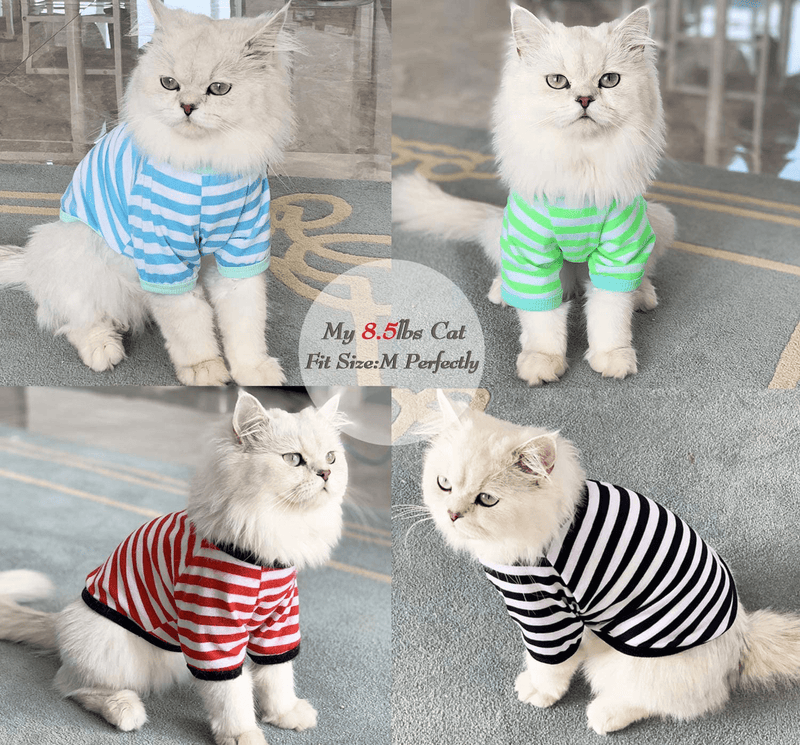 4-Pack Dog Shirts Pet Summer Doggie Clothes Breathable Striped Outfits Puppy T-Shirts Apparel for Small Dog Cat Boy and Girl Animals & Pet Supplies > Pet Supplies > Cat Supplies > Cat Apparel TOLOG   
