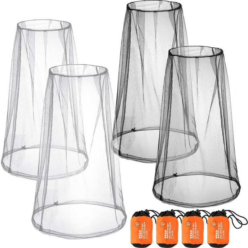 4 Pack Mosquito Head Net Face Mesh Net Head Protecting Net for Outdoor Hiking Camping Climbing Walking Mosquito Fly Insects Bugs Preventing (Big Size, Grey, Black) Sporting Goods > Outdoor Recreation > Camping & Hiking > Mosquito Nets & Insect Screens HESTYA   
