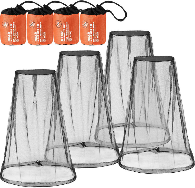4 Pack Mosquito Head Net Face Mesh Net Head Protecting Net for Outdoor Hiking Camping Climbing Walking Mosquito Fly Insects Bugs Preventing (Big Size, Grey, Black) Sporting Goods > Outdoor Recreation > Camping & Hiking > Mosquito Nets & Insect Screens HESTYA Black Big Size 