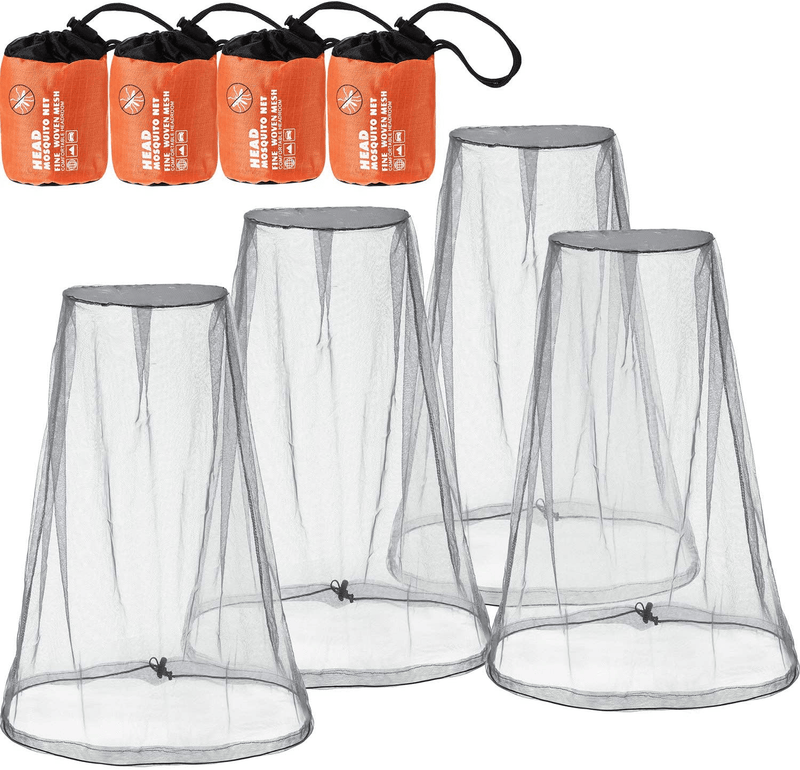4 Pack Mosquito Head Net Face Mesh Net Head Protecting Net for Outdoor Hiking Camping Climbing Walking Mosquito Fly Insects Bugs Preventing (Big Size, Grey, Black) Sporting Goods > Outdoor Recreation > Camping & Hiking > Mosquito Nets & Insect Screens HESTYA Gray Big Size 