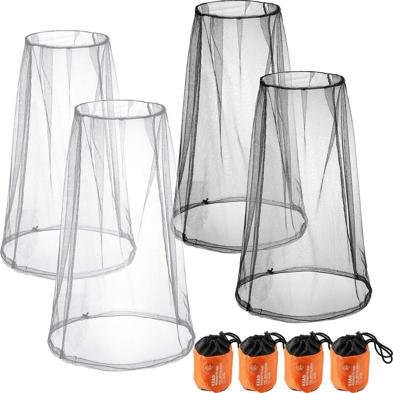 4 Pack Mosquito Head Net Face Mesh Net Head Protecting Net for Outdoor Hiking Camping Climbing Walking Mosquito Fly Insects Bugs Preventing (Big Size, Grey, Black) Sporting Goods > Outdoor Recreation > Camping & Hiking > Mosquito Nets & Insect Screens HESTYA Grey, Black Regular Size 