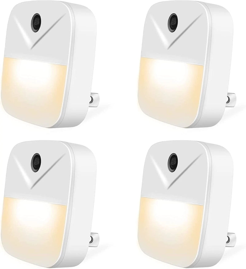 4 Pack Night Light Warm Light Automated on & off Wall Light for Hallways, Bedrooms, Bathrooms, Kitchens, Stairs