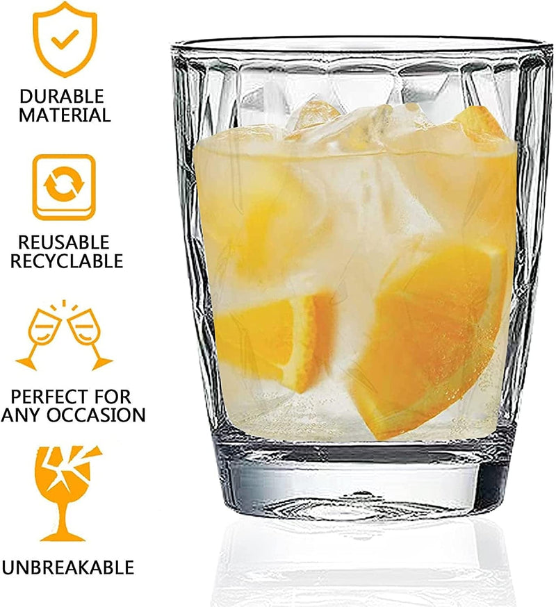4-Pack Plastic Clear Water Tumblers, 10-Ounce Transparent Unbreakable Drinking Glasses, Acrylic Reusable Juice Wine Cups Dishwasher Safe Bathroom Cups Camping Portable Cups, Easy to Storage (Clear) Home & Garden > Kitchen & Dining > Tableware > Drinkware Goldmeet   
