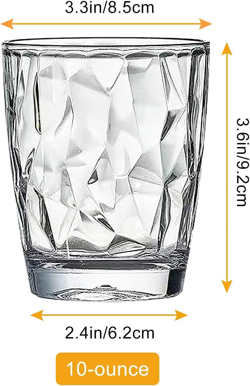 4-Pack Plastic Clear Water Tumblers, 10-Ounce Transparent Unbreakable Drinking Glasses, Acrylic Reusable Juice Wine Cups Dishwasher Safe Bathroom Cups Camping Portable Cups, Easy to Storage (Clear) Home & Garden > Kitchen & Dining > Tableware > Drinkware Goldmeet   
