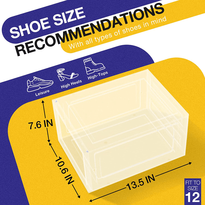 4 Pack Shoe Storage Boxes, Large Clear Plastic Stackable Shoe Box with Clear Door, Shoe Organizer Storage Bins, Sneaker Storage for Display Fit up to US Size 12 Furniture > Cabinets & Storage > Armoires & Wardrobes Ordenado   