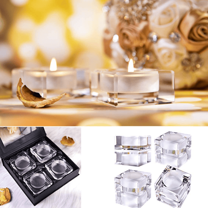4 Pack Square Tealight Candle Holders Dinner Table Decor for Home Home & Garden > Decor > Home Fragrance Accessories > Candle Holders QF   