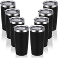 4 Pack Travel Tumblers with 8 Lids, Stainless Steel Double Wall Vacuum Travel Tumbler for Home School Office Camping, Insulated Travel Tumbler Works Good for Ice Drink, Hot Beverage(20 Oz, Silver) Home & Garden > Kitchen & Dining > Tableware > Drinkware CozyHome black-8  