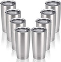4 Pack Travel Tumblers with 8 Lids, Stainless Steel Double Wall Vacuum Travel Tumbler for Home School Office Camping, Insulated Travel Tumbler Works Good for Ice Drink, Hot Beverage(20 Oz, Silver) Home & Garden > Kitchen & Dining > Tableware > Drinkware CozyHome SILVER-8  