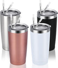 4 Pack Travel Tumblers with 8 Lids, Stainless Steel Double Wall Vacuum Travel Tumbler for Home School Office Camping, Insulated Travel Tumbler Works Good for Ice Drink, Hot Beverage(20 Oz, Silver) Home & Garden > Kitchen & Dining > Tableware > Drinkware CozyHome Mix Color 6-4  