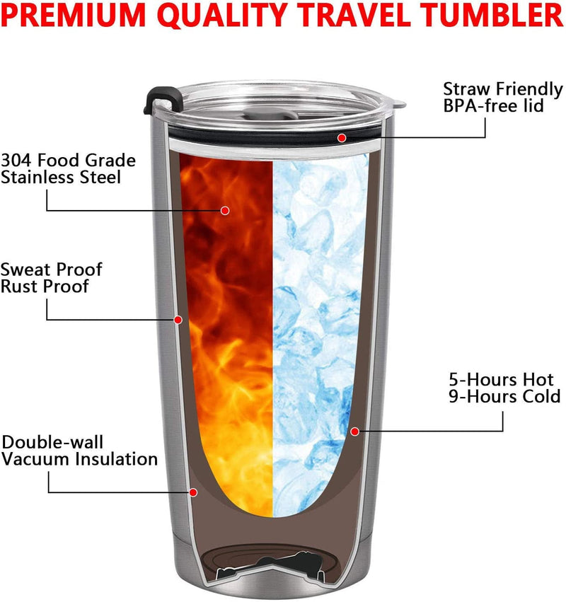 4 Pack Travel Tumblers with 8 Lids, Stainless Steel Double Wall Vacuum Travel Tumbler for Home School Office Camping, Insulated Travel Tumbler Works Good for Ice Drink, Hot Beverage(20 Oz, Silver)