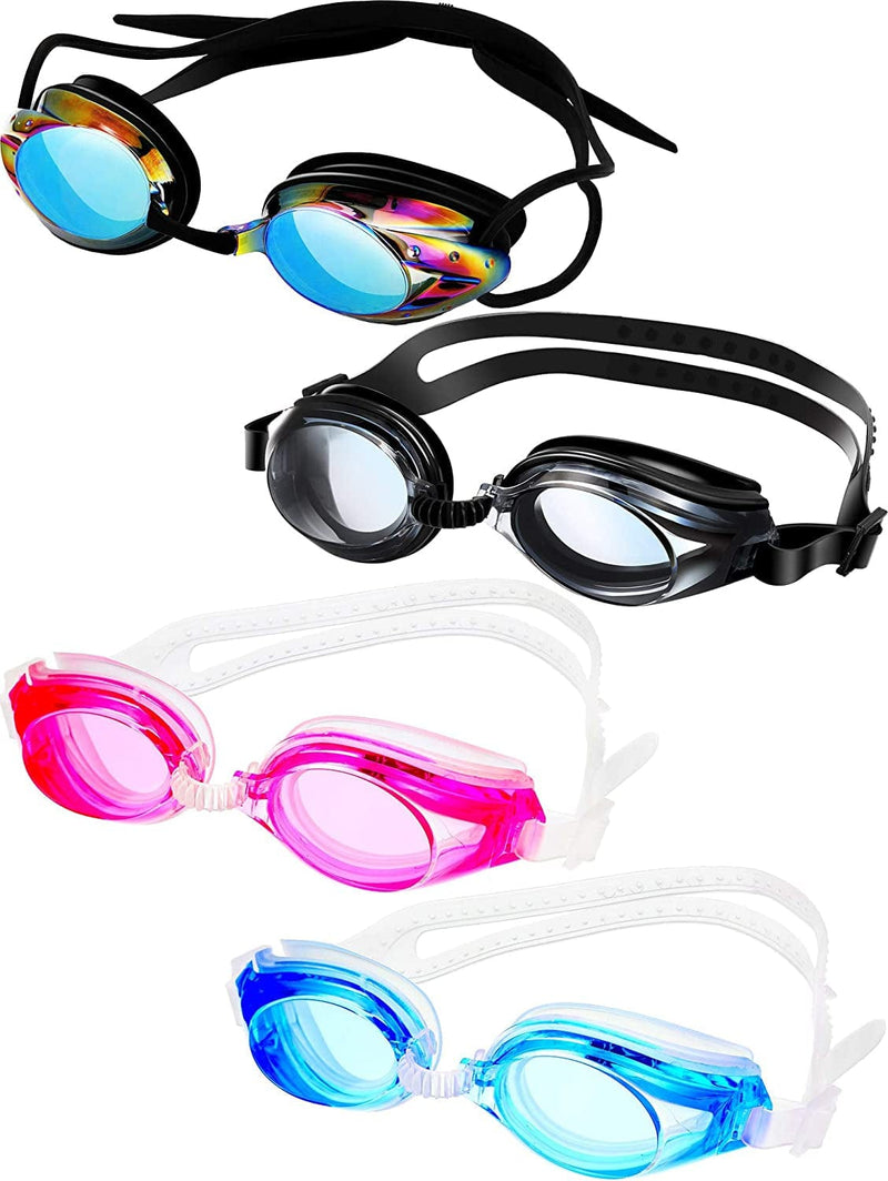 4 Pairs Triathlon Swim Goggles, Swimming Goggles anti Fog Shatterproof UV Protection Goggles, Assorted Colors Sporting Goods > Outdoor Recreation > Boating & Water Sports > Swimming > Swim Goggles & Masks Chinco   