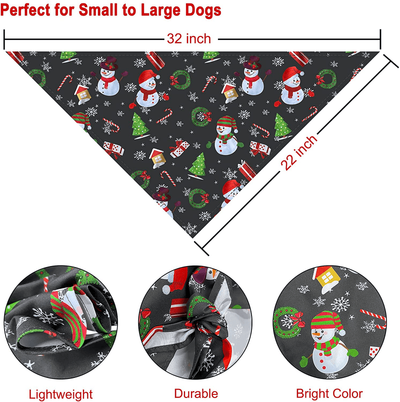 4 PCS Dog Christmas Bandanas Pet Lattice Snowflake Pet Scarf Dog Christmas Triangle Bibs Kerchief Set for Small Medium Large Dogs Cats Pets Accessories