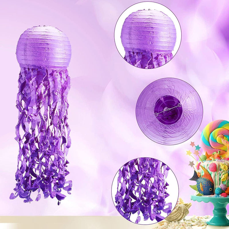 4 Pcs Jelly Fish Paper Lanterns Kit with LED Lights Mermaid Party Decorations under the Sea Ocean Birthday Party Decorations (Blue, Green, Purple, Pink,8 X 24 Inch) Home & Garden > Pool & Spa > Pool & Spa Accessories Mudder   