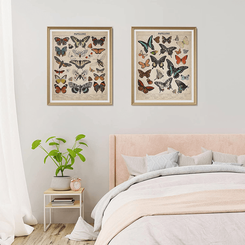 4 Pieces Butterflies Posters Vintage Papillons Butterflies Poster Wall Art Prints Butterfly Printed Wall Art Posters Butterfly Vintage Decor Butterfly Pictures Paper for Home Bedroom Home & Garden > Decor > Artwork > Posters, Prints, & Visual Artwork Spiareal   