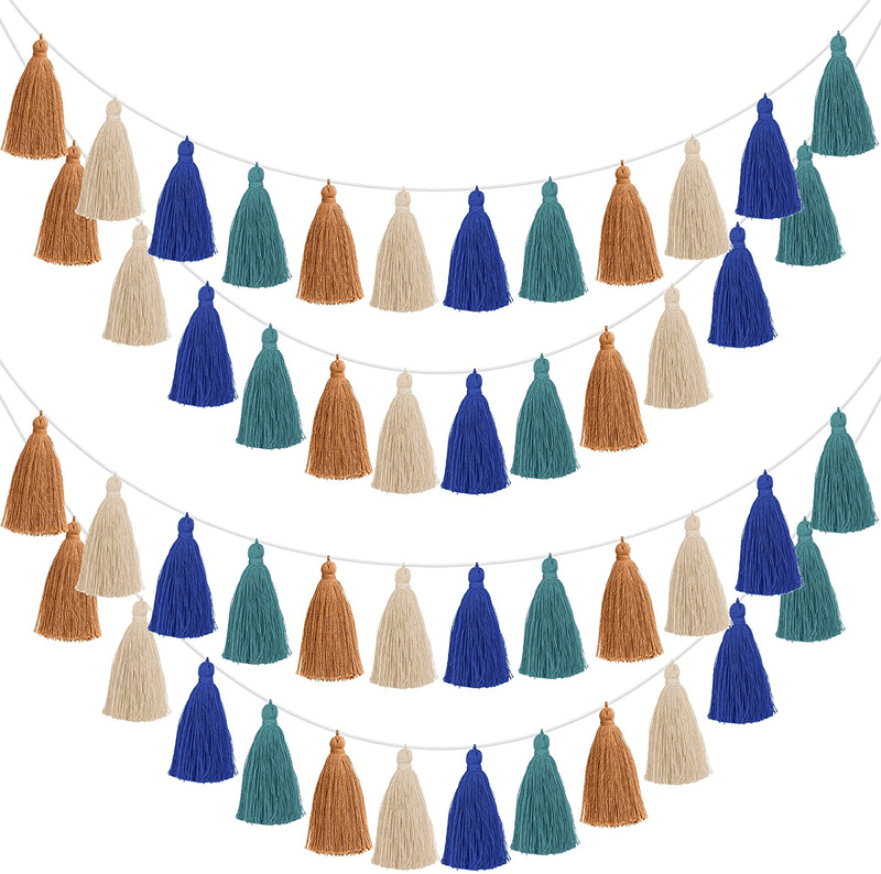 4 Pieces Christmas Tassel Garland Colorful Tassel Banner Decorative Christmas Felt Garland Wall Hanging for Festival, Pre-Assembled (Rose Red, Pink, Brown, Khaki,3.1 Inch) Arts & Entertainment > Party & Celebration > Party Supplies WILLBOND Brown, Beige, Dark Green 3.1 Inch 