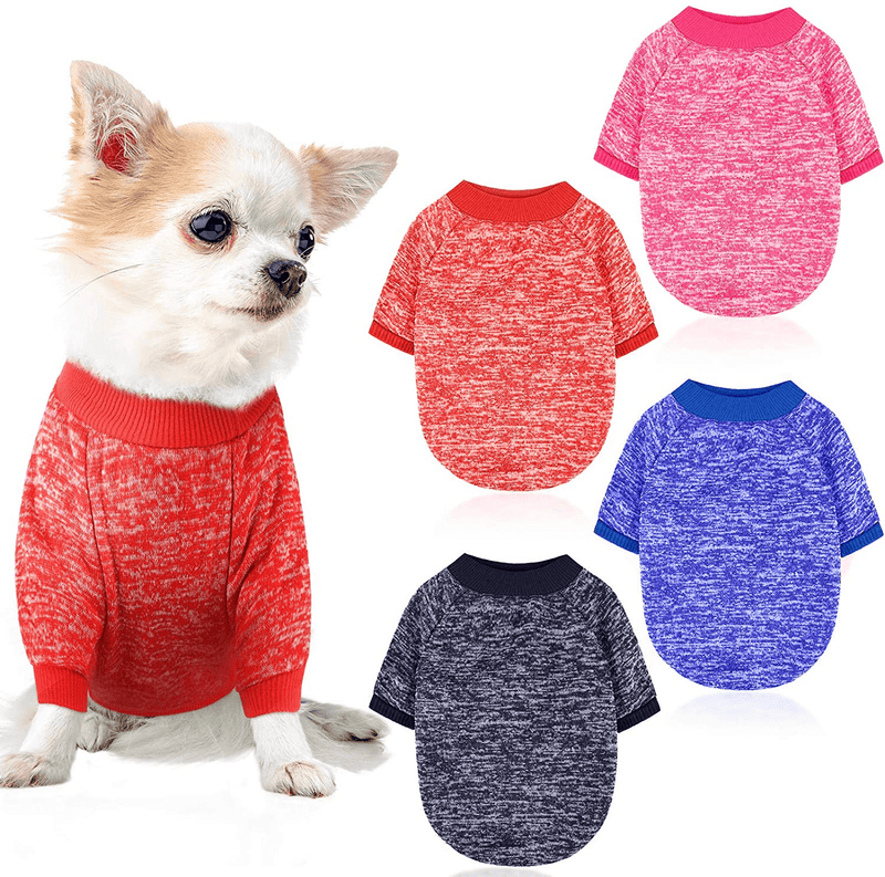 4 Pieces Dog Sweater Pet Dog Clothes Knitwear Cozy Pet Sweater Outfit Soft Thickening Warm Dogs Shirt Winter Puppy Sweater for Dogs Cats (M Size) Animals & Pet Supplies > Pet Supplies > Cat Supplies > Cat Apparel Geyoga S Size  