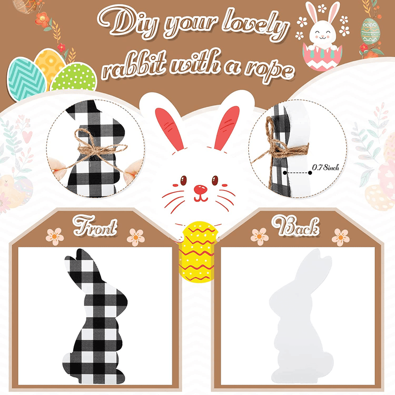4 Pieces Easter Bunny Table Wooden Signs Bunny Shaped Farmhouse Decor Spring Bunny Wood Tabletop Easter Decorations Easter Bunny Dining Room Table Decor Sign Wood Bunny Decor with Rope (Classic Style) Home & Garden > Decor > Seasonal & Holiday Decorations Queekay   