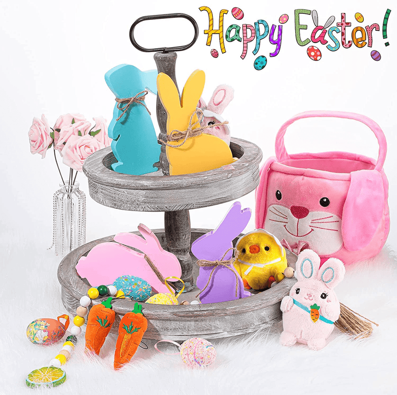 4 Pieces Easter Bunny Wood Signs Easter Wooden Signs Easter Wooden Rabbit Shape Sign with Rope Easter Themed Table Decorations for Easter Party Desk Office Home (Light Blue, Purple, Pink, Yellow) Home & Garden > Decor > Seasonal & Holiday Decorations Yookeer   