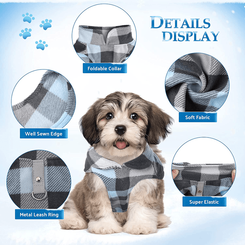 4 Pieces Fabric Dog Sweater with Leash Ring Winter Fleece Vest Dog Pullover Jacket Warm Pet Dog Clothes for Puppy Small Dogs Cat Chihuahua Boy Animals & Pet Supplies > Pet Supplies > Dog Supplies > Dog Apparel Weewooday   
