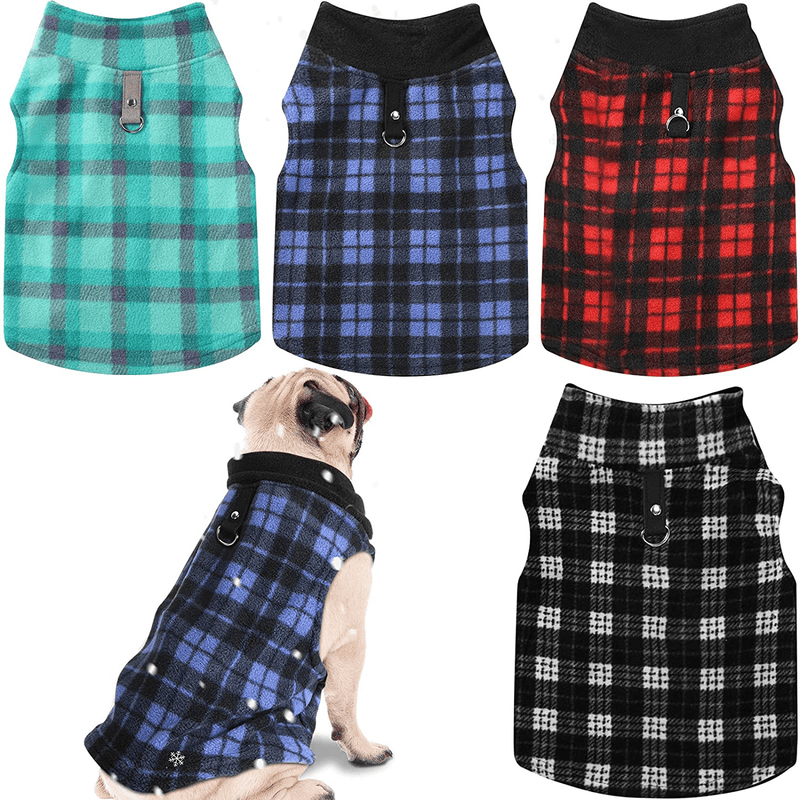4 Pieces Fabric Dog Sweater with Leash Ring Winter Fleece Vest Dog Pullover Jacket Warm Pet Dog Clothes for Puppy Small Dogs Cat Chihuahua Boy Animals & Pet Supplies > Pet Supplies > Dog Supplies > Dog Apparel Weewooday XL  