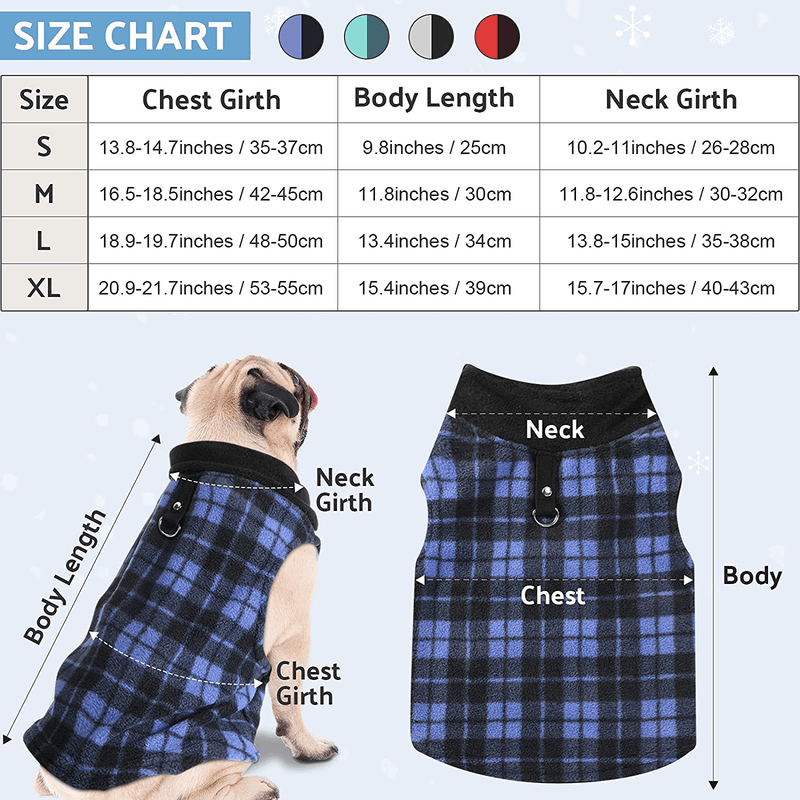 4 Pieces Fabric Dog Sweater with Leash Ring Winter Fleece Vest Dog Pullover Jacket Warm Pet Dog Clothes for Puppy Small Dogs Cat Chihuahua Boy
