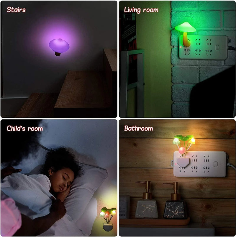 4 Pieces LED Mushroom Night Light Lamp Plug in Mushroom Night Lamp Lights Wall Lamps Nightlight Mushroom Lamp for Adults Kids Thanksgiving Day Christmas