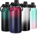 4 Pieces Sports Water Bottle, 32 Oz Stainless Steel Vacuum Wide Mouth Water Flask with Leakproof Lid, Standard Metal Canteen with Wide Rotating Handle for Camp Picnic Hiking Biking (Gradient Colors) Sporting Goods > Outdoor Recreation > Winter Sports & Activities Shellwei Gradient Colors  