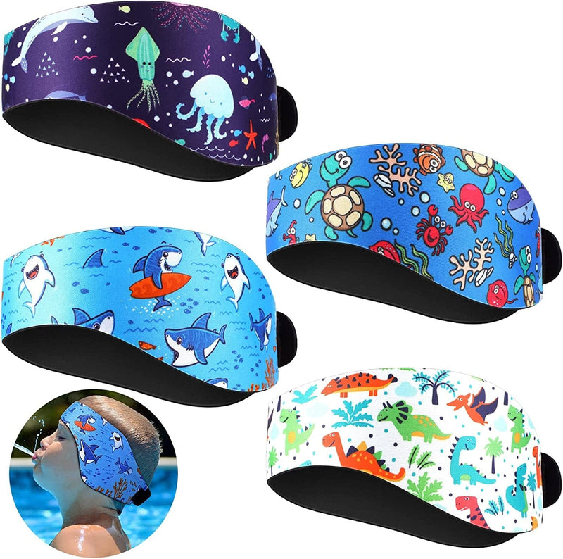 4 Pieces Swimming Headbands for Kids Ear Bands Swim Ear Protection Adjustable Swim Headband to Keep Water Out for Surfing Sporting Goods > Outdoor Recreation > Boating & Water Sports > Swimming Zhanmai   