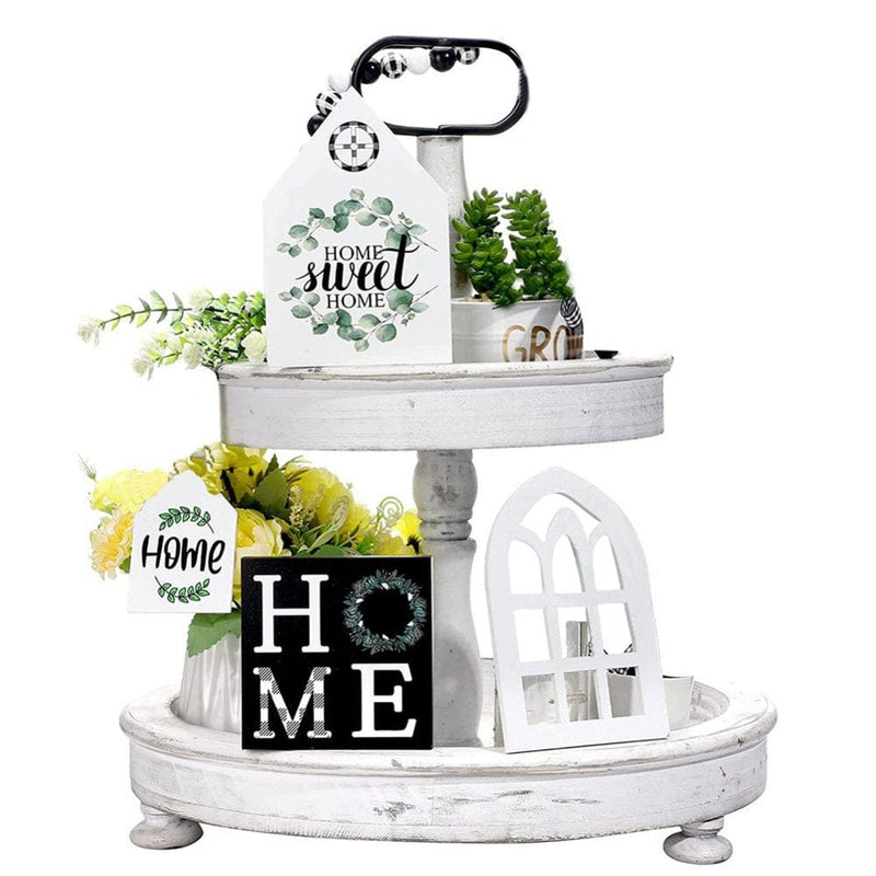 4 Pieces Tiered Tray Decor Farmhouse Mini Rustic Farm Wooden Signs for Easter Summer Graduation Valentine'S Day Home Decor Home & Garden > Decor > Seasonal & Holiday Decorations Slopehill A  