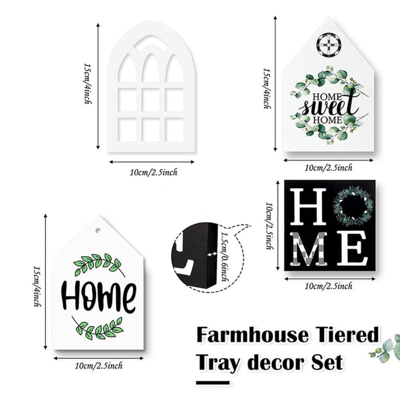4 Pieces Tiered Tray Decor Farmhouse Mini Rustic Farm Wooden Signs for Easter Summer Graduation Valentine'S Day Home Decor Home & Garden > Decor > Seasonal & Holiday Decorations Slopehill   