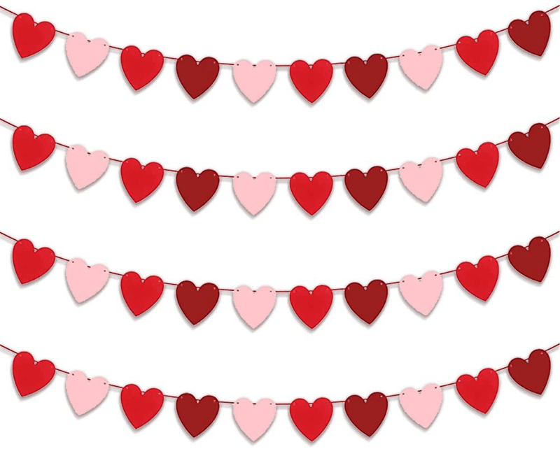 4 Pieces Valentines Banner Red Pink Heart Garland Banner - Valentine’S Day Decor Banner for Valentine Party Decorations Anniversary Home Hanging Decoration Supplies Home & Garden > Decor > Seasonal & Holiday Decorations On-Airstore   