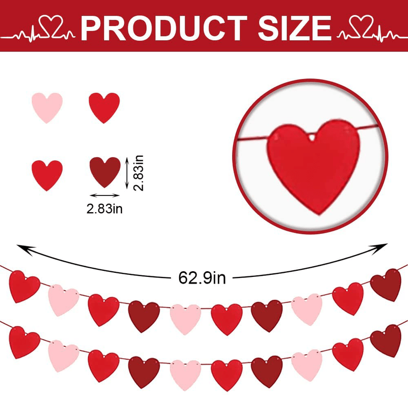 4 Pieces Valentines Banner Red Pink Heart Garland Banner - Valentine’S Day Decor Banner for Valentine Party Decorations Anniversary Home Hanging Decoration Supplies Home & Garden > Decor > Seasonal & Holiday Decorations On-Airstore   