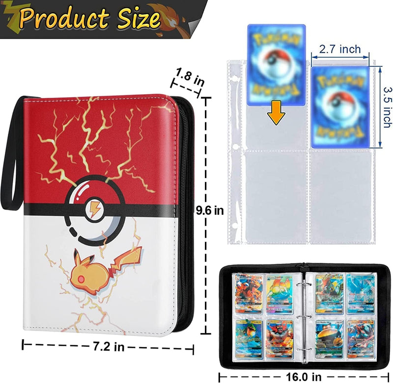 4-Pocket Card Binder, Trading Card Binder Holder with 50 Removable Sleeves Fits 400 Cards, Zipper Card Collection Binder Album Book Storage Organizer for Boys Girls Toys Gift Sporting Goods > Outdoor Recreation > Winter Sports & Activities Cuxueze   