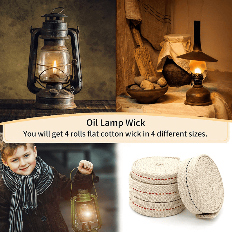 4 Rolls Oil Lamp Wick, 1/2 Inch Flat Cotton Wick, 3/4 Inch Burner Candle Wick, 7/8 Inch Oil Lantern Wick, 1 Inch Oil Lamp Wick with Stitch for Kerosene Burner or Paraffin Oil Wick, 6.5 Feet Per Roll Home & Garden > Lighting Accessories > Oil Lamp Fuel Lovppy   